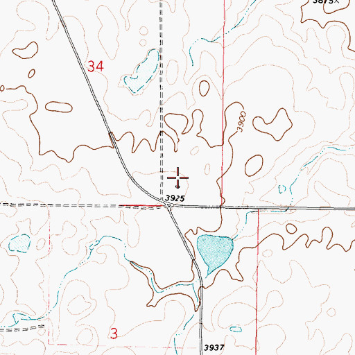 Topographic Map of 37N04W34DD__01 Well, MT