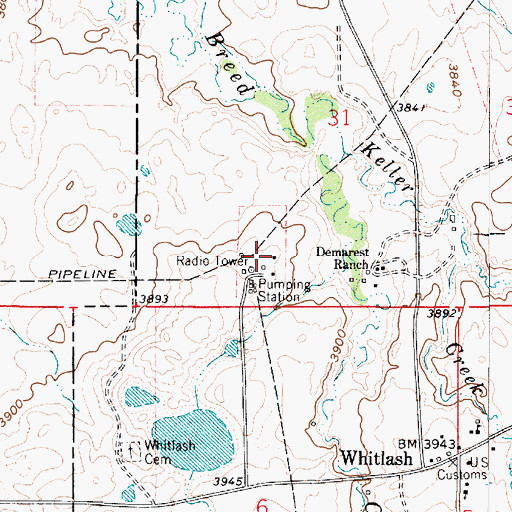 Topographic Map of 37N04E31CDCA01 Well, MT