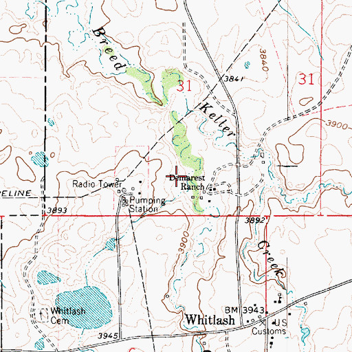 Topographic Map of 37N04E31CDAD01 Well, MT