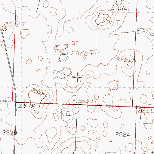 Topographic Map of 36N29E05DAAC01 Well, MT