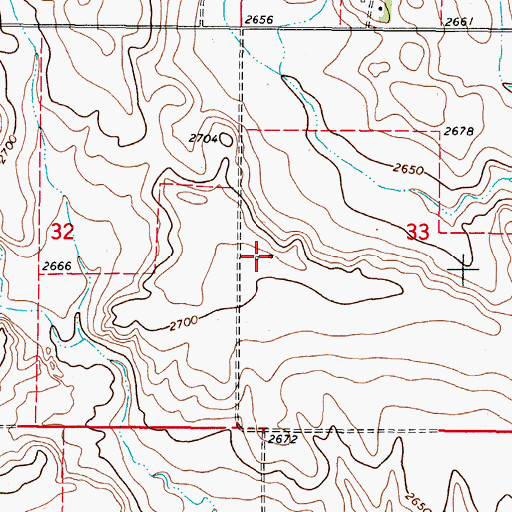 Topographic Map of 37N45E33CBBD01 Well, MT