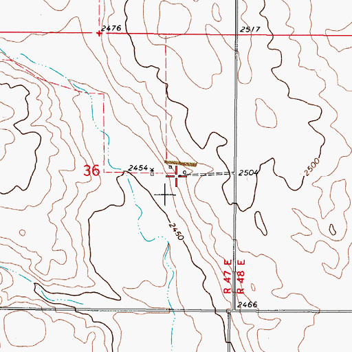 Topographic Map of 37N47E36DABB01 Well, MT