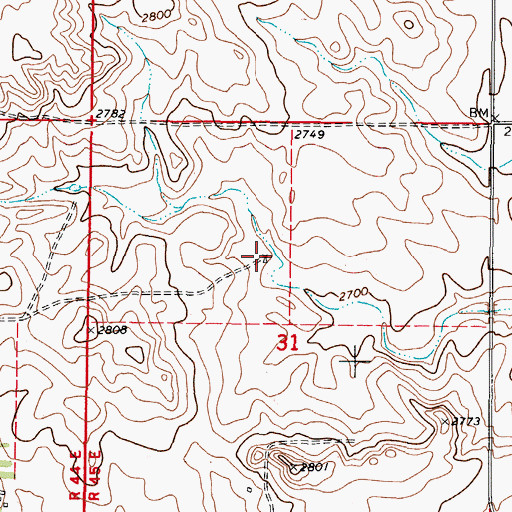 Topographic Map of 37N45E31BDAD01 Well, MT