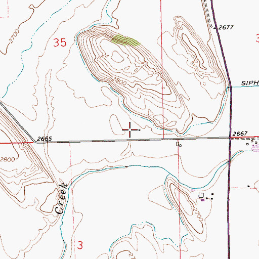 Topographic Map of 37N27W35DDCD01 Well, MT