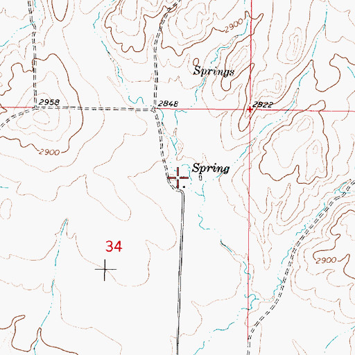 Topographic Map of 37N42E34ADBB01 Well, MT