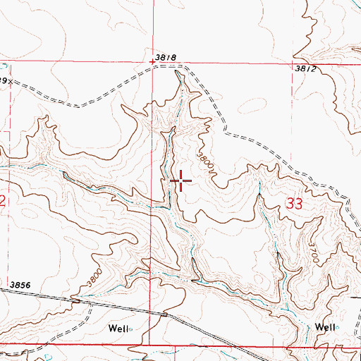 Topographic Map of 37N03W33BC__01 Well, MT