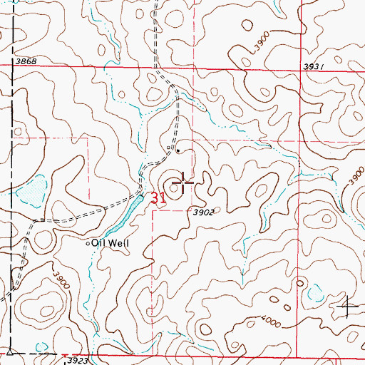 Topographic Map of 37N04W31AC__01 Well, MT