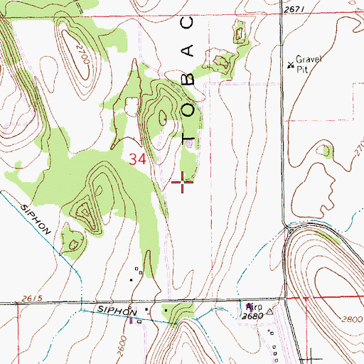 Topographic Map of 37N27W34DBA_01 Well, MT