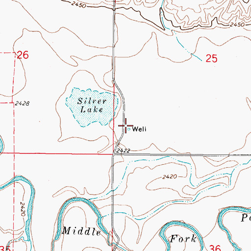 Topographic Map of 37N46E25CCBD01 Well, MT
