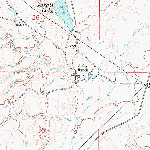 Topographic Map of 37N02E35AABA01 Well, MT