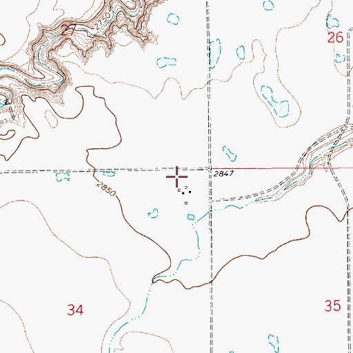 Topographic Map of 37N10E34AAAB01 Well, MT