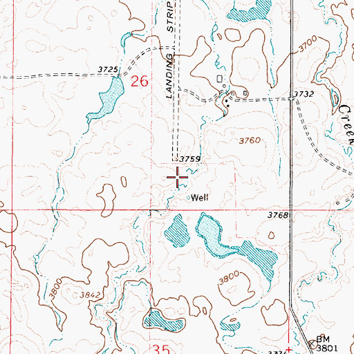 Topographic Map of 37N03E26DCCA01 Well, MT