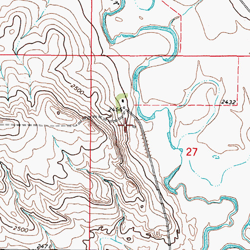 Topographic Map of 37N46E27BCAD01 Well, MT
