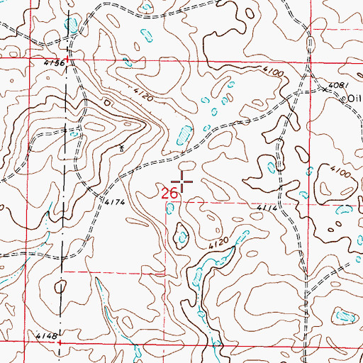 Topographic Map of 37N06W26AC__01 Well, MT