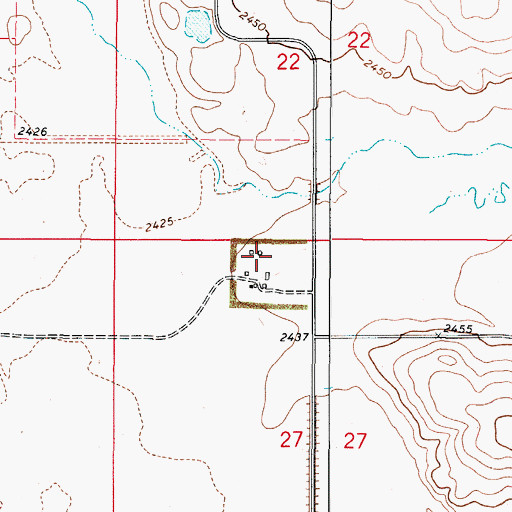 Topographic Map of 37N48E27BAAB01 Well, MT