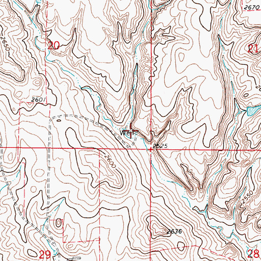 Topographic Map of 37N47E20DDDB01 Well, MT