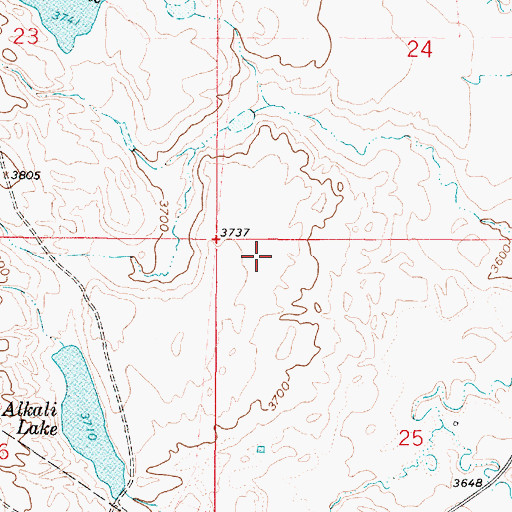 Topographic Map of 37N02E25BBA01_ Well, MT