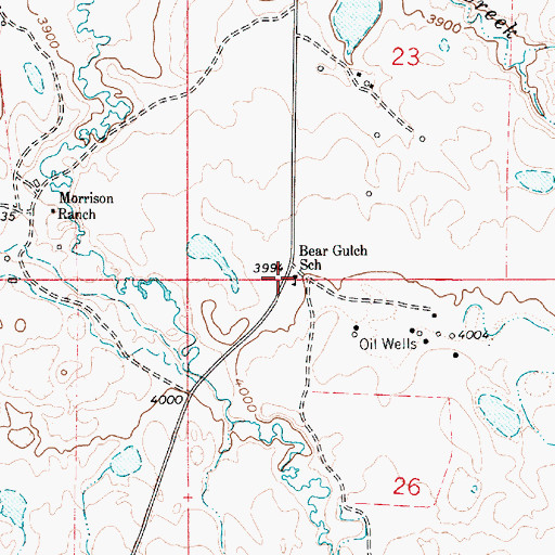 Topographic Map of 37N04E23CCDD01 Well, MT