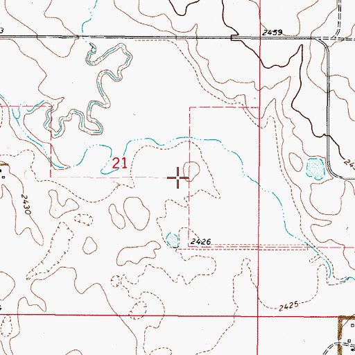 Topographic Map of 37N48E21DBAA01 Well, MT