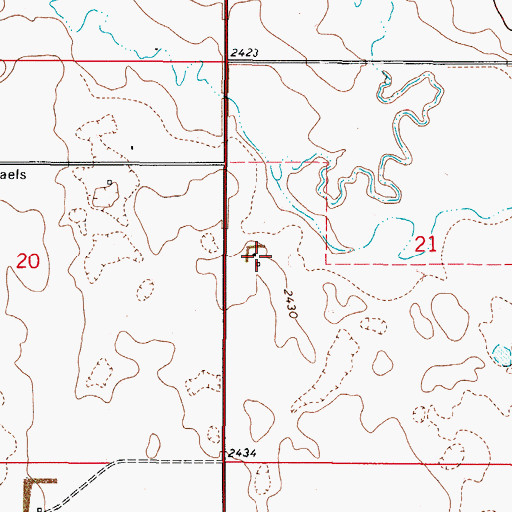 Topographic Map of 37N48E21BCCD01 Well, MT
