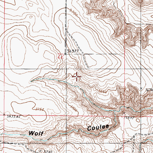 Topographic Map of 37N03W22DB__01 Well, MT