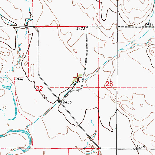 Topographic Map of 37N46E22ADCA01 Well, MT