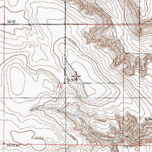 Topographic Map of 37N03W22AC__01 Well, MT