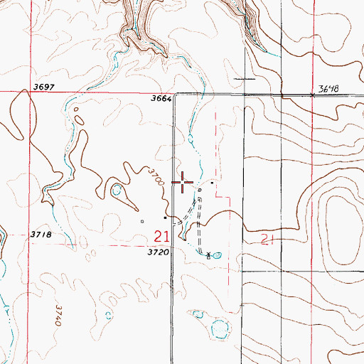 Topographic Map of 37N03W21ACB_01 Well, MT