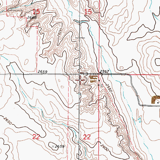 Topographic Map of 37N47E22AAAA01 Well, MT