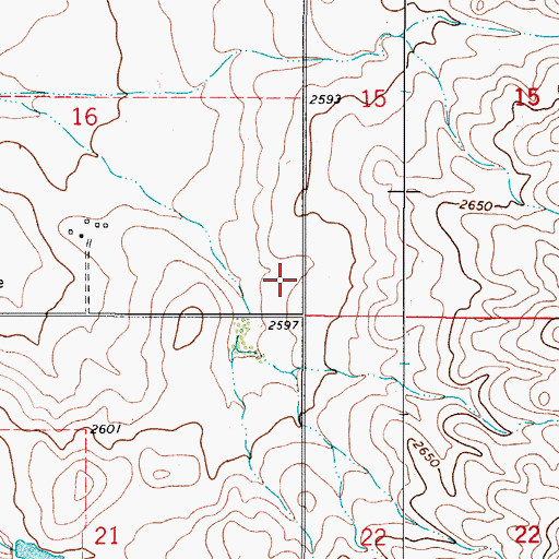 Topographic Map of 37N49E16DDDD01 Well, MT