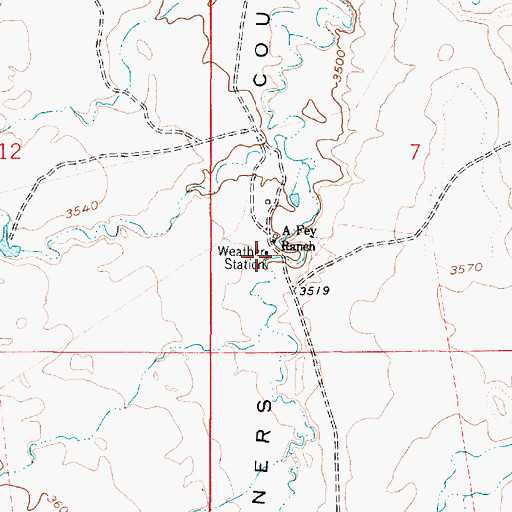 Topographic Map of 37N03E07CBCD01 Well, MT