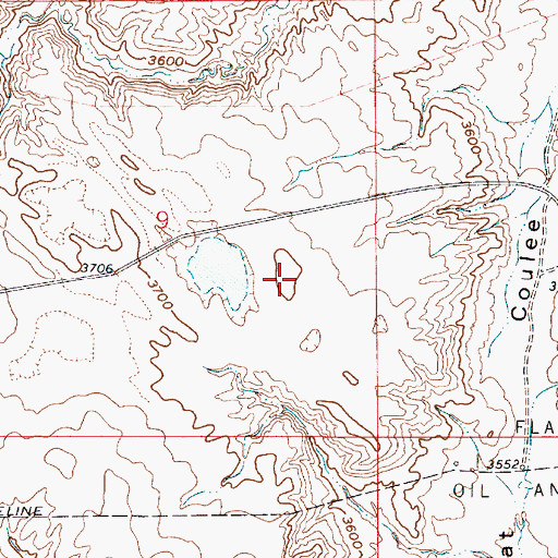 Topographic Map of 37N05E09DACB01 Well, MT