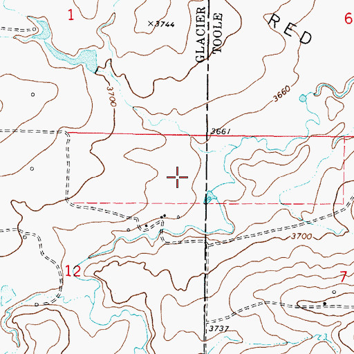 Topographic Map of 37N05W12AA__01 Well, MT