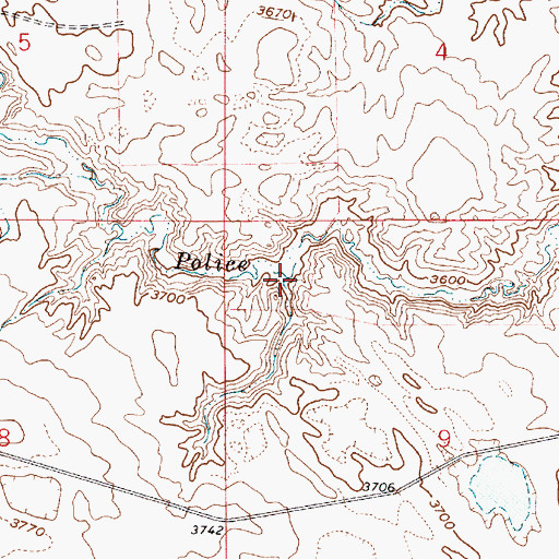 Topographic Map of 37N05E09BBDB01 Well, MT
