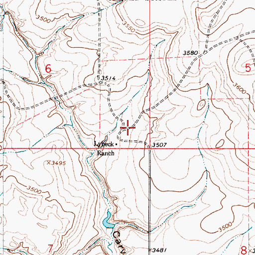 Topographic Map of 37N06E06DDDB01 Well, MT
