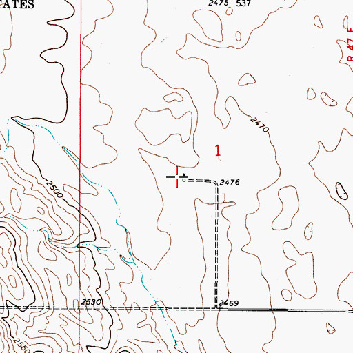 Topographic Map of 37N47E01CABA01 Well, MT
