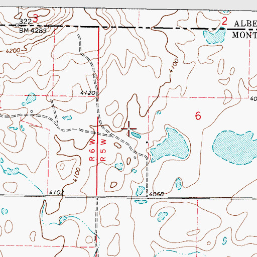 Topographic Map of 37N05W06CB__01 Well, MT