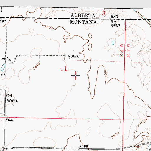 Topographic Map of 37N04W01DB__01 Well, MT
