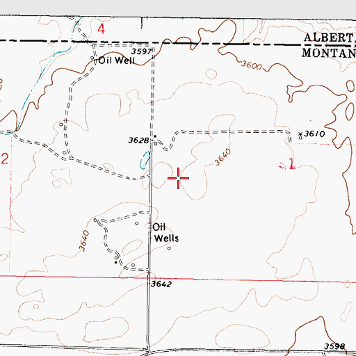 Topographic Map of 37N04W01CB__01 Well, MT