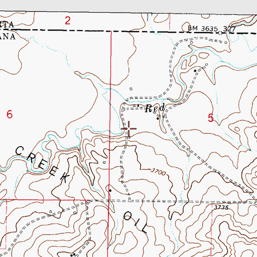 Topographic Map of 37N04W05CB__01 Well, MT