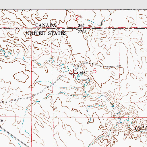 Topographic Map of 37N05E05CAAC01 Well, MT
