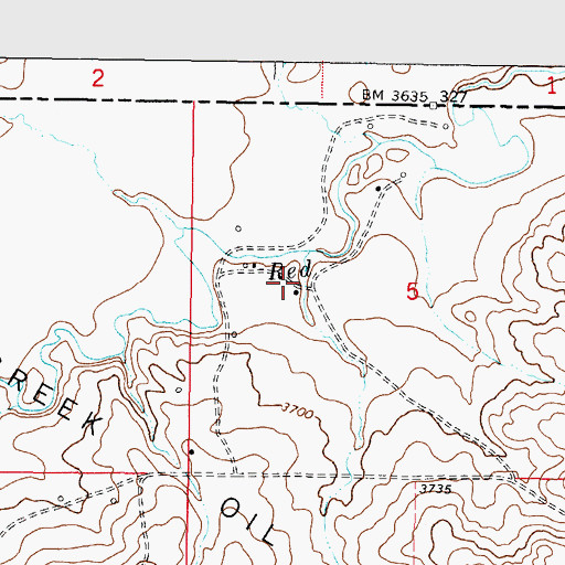 Topographic Map of 37N04W05CBAD01 Well, MT