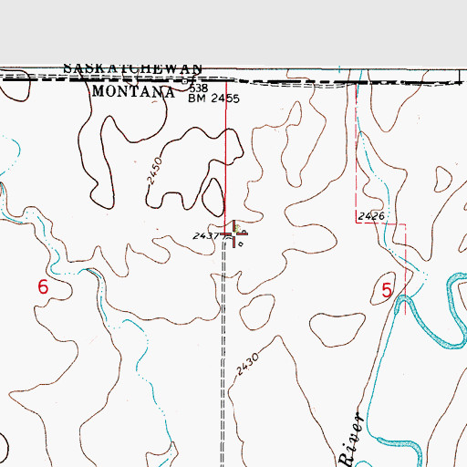 Topographic Map of 37N48E05BCBB01 Well, MT