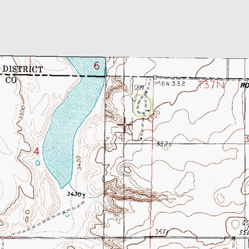 Topographic Map of 37N03W04AD__01 Well, MT