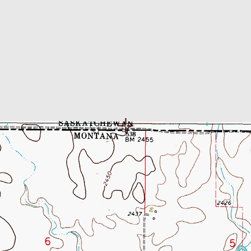 Topographic Map of 37N48E06AABA01 Well, MT