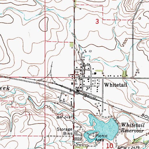 Topographic Map of Whitetail Post Office, MT