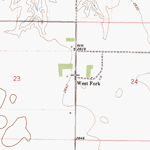 Topographic Map of West Fork Post Office (historical), MT