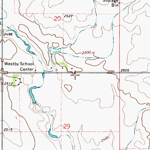 Topographic Map of Pleasant Prairie Community Hall, MT