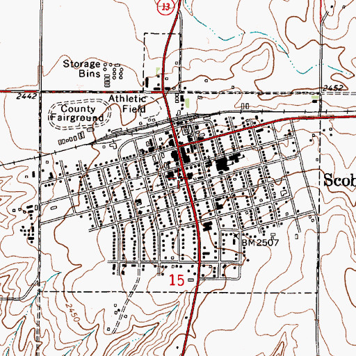 Topographic Map of Scobey Post Office, MT