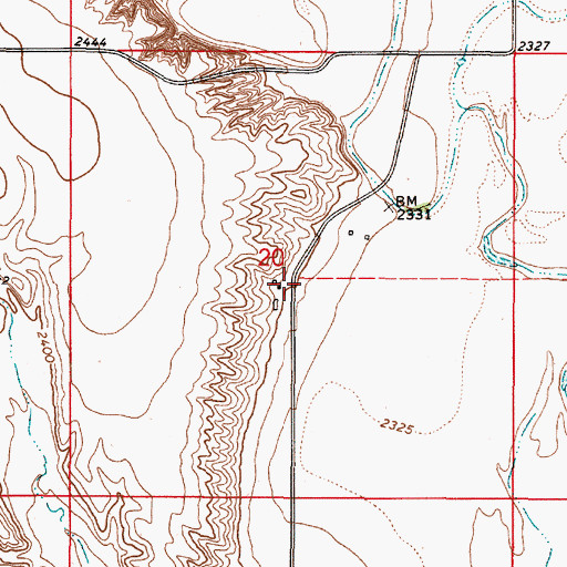 Topographic Map of Daniels Post Office (historical), MT